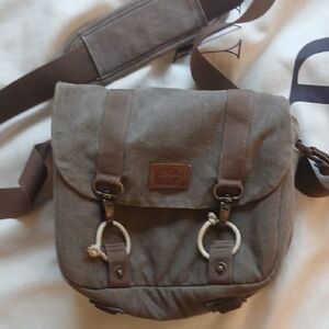 Vintage Brown Canvas Crossbody Roots Bag